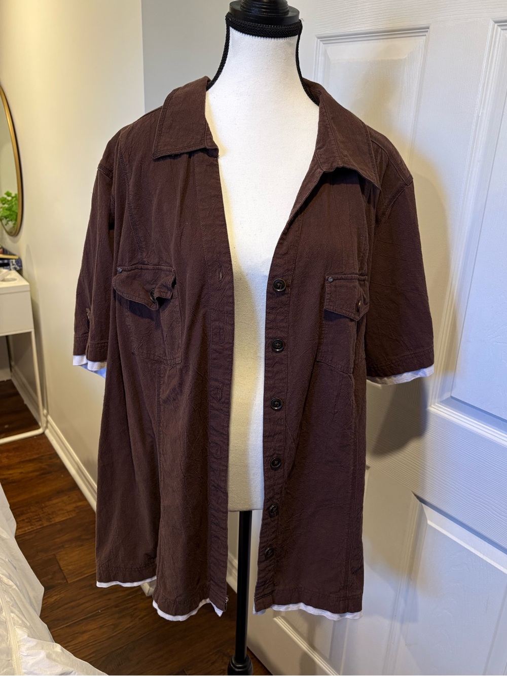 Vintage Penningtons Chocolate Brown Oversized Utility Shirt 3X Plus